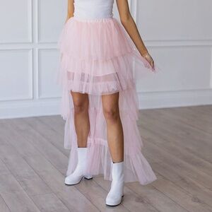 Pink Tulle Elegant Pink Tiered Skirt